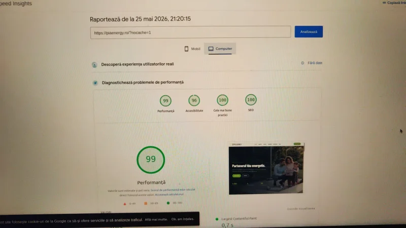 PiaEnergy.ro — Website Custom cu Configurator Fotovoltaic și Performanță de la 29 la 93