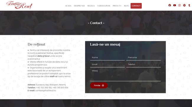 Website de prezentare Frații Reut – branding digital pentru artiști de renume